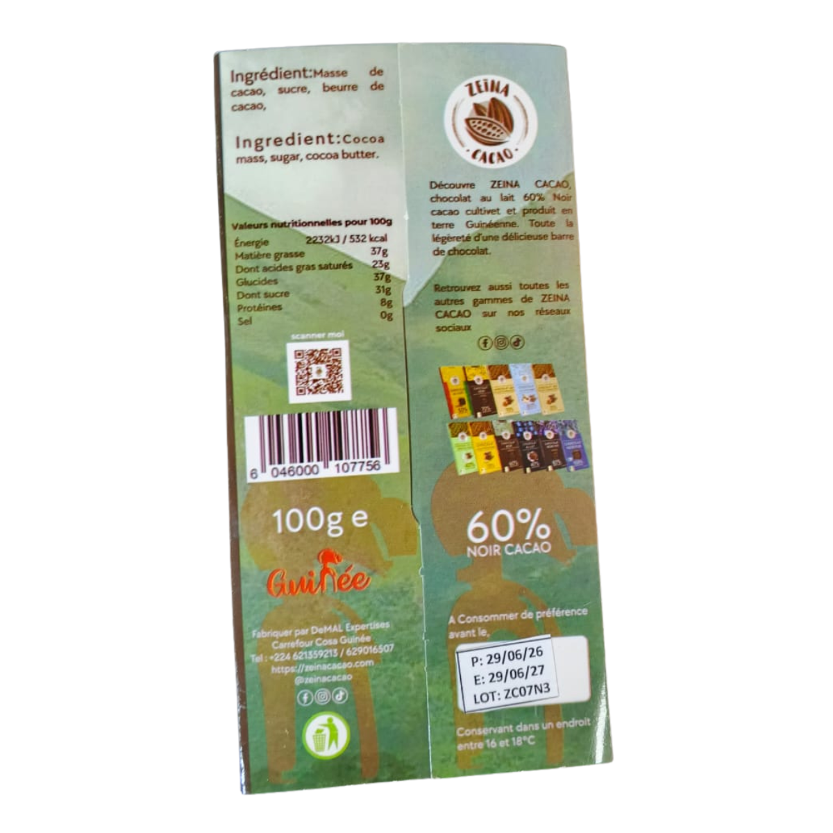 Chocolat Noir - 60% Noir Cacao - 100g – Image 2