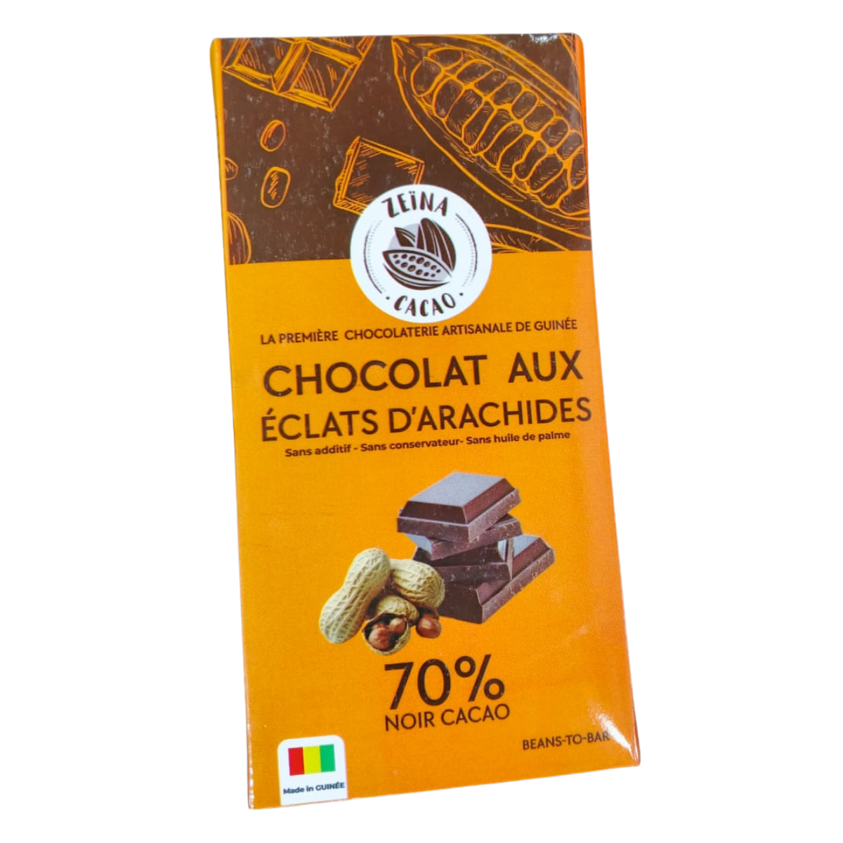 Chocolat aux Eclats d'Arachides - 70% Noir Cacao - 100g