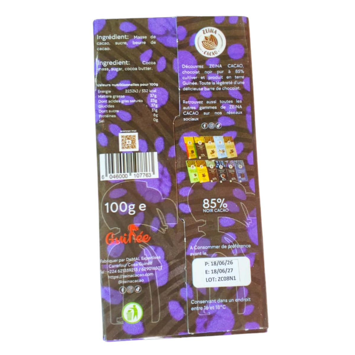 Chocolat Noir Pur - 85% Noir Cacao - 100g – Image 2