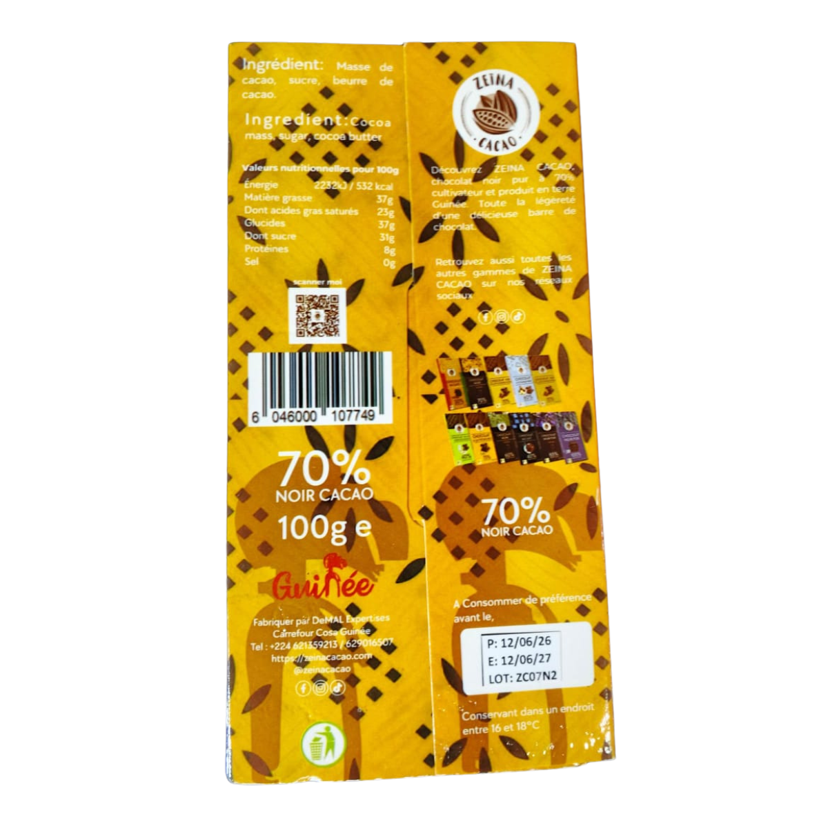 Chocolat Noir - 70% Noir Cacao - 100g – Image 2